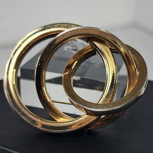 Vintage MCM Goldtone Tri-Circle Brooch 45015-003